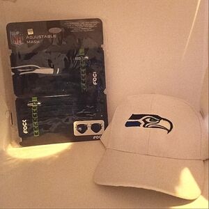 Seattle seahawks game day adjustable face mask and a adjustable velcro cap